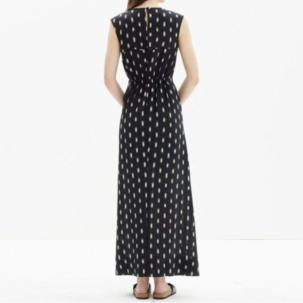 Madewell’s Ikat Brushed Silk Maxi Dress Sleeveless Black/Cream Size 6 - Picture 2 of 10